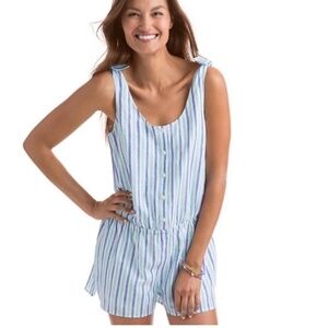 Vineyard Vines Women’s Blue Teal White Striped Romper
